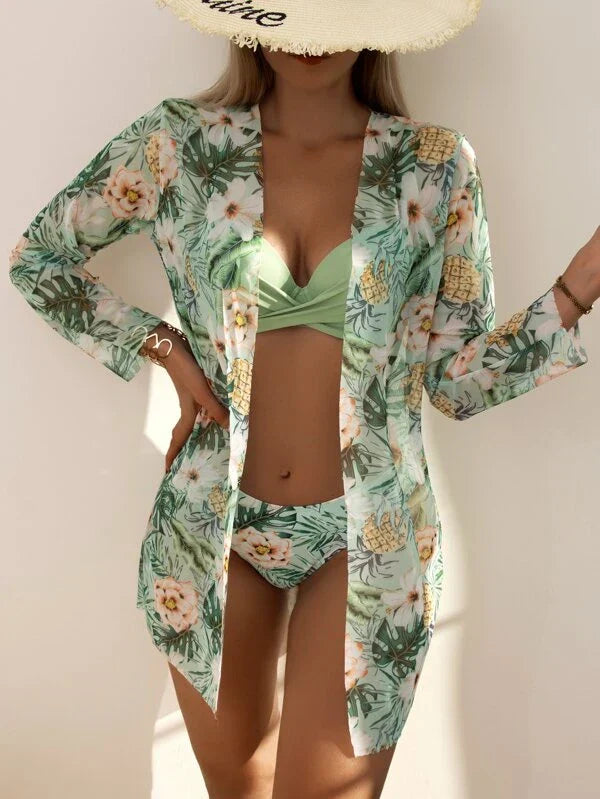 Palma | Ensemble bikini bohème trois pièces à imprimé floral