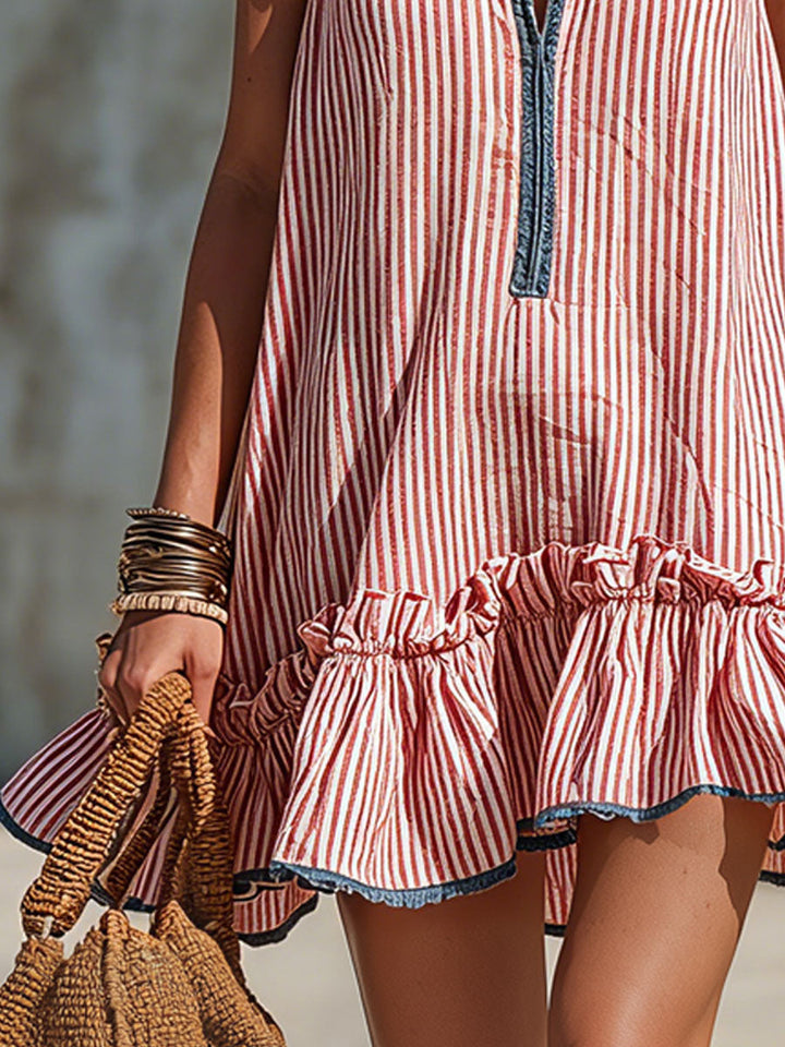 Femke | Mini Robe Rayée À Volants