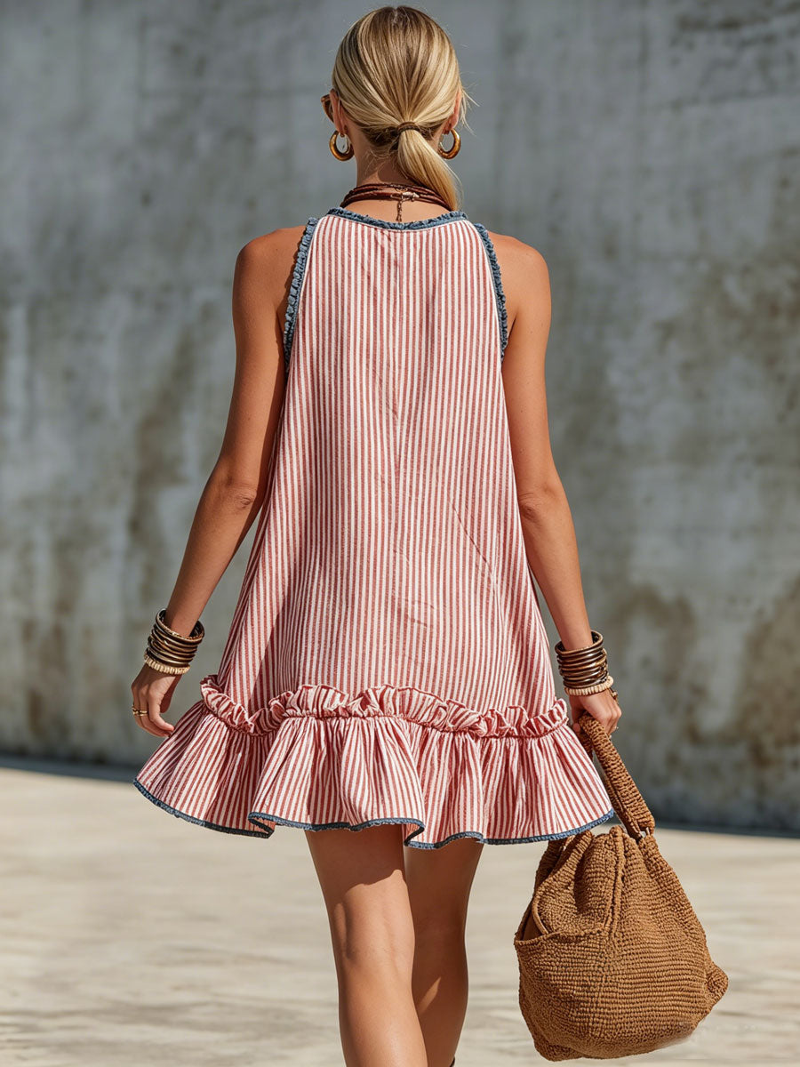 Femke | Mini Robe Rayée À Volants