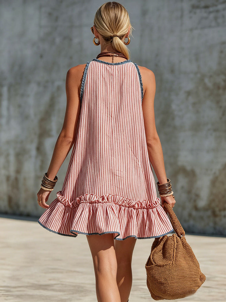Femke | Mini Robe Rayée À Volants