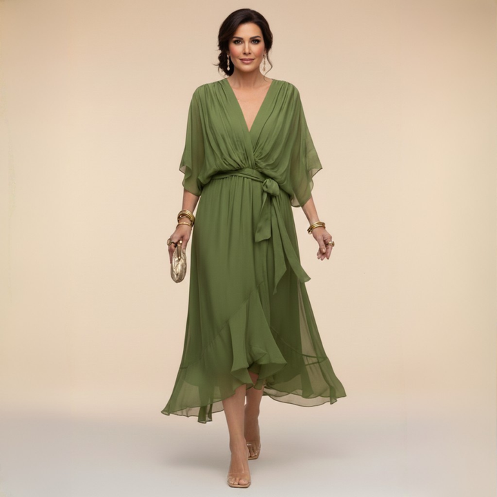 Marta | Robe en mousseline à col V