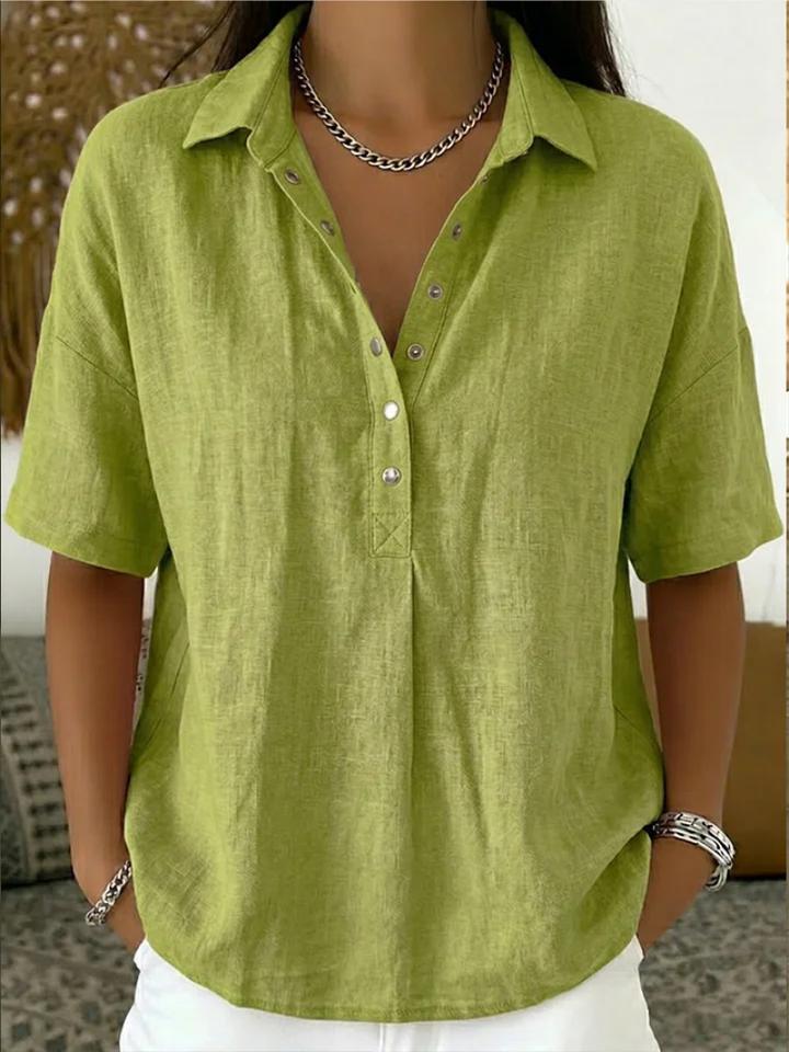 Tessa | Blouse Col V À Boutons