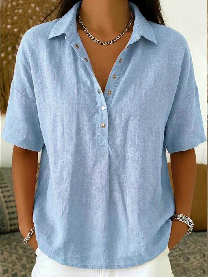 Tessa | Blouse Col V À Boutons