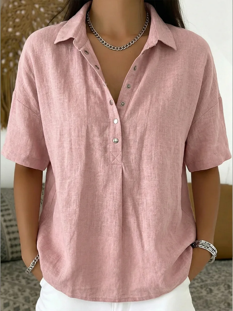 Tessa | Blouse Col V À Boutons