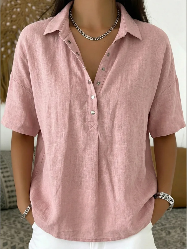 Tessa | Blouse Col V À Boutons
