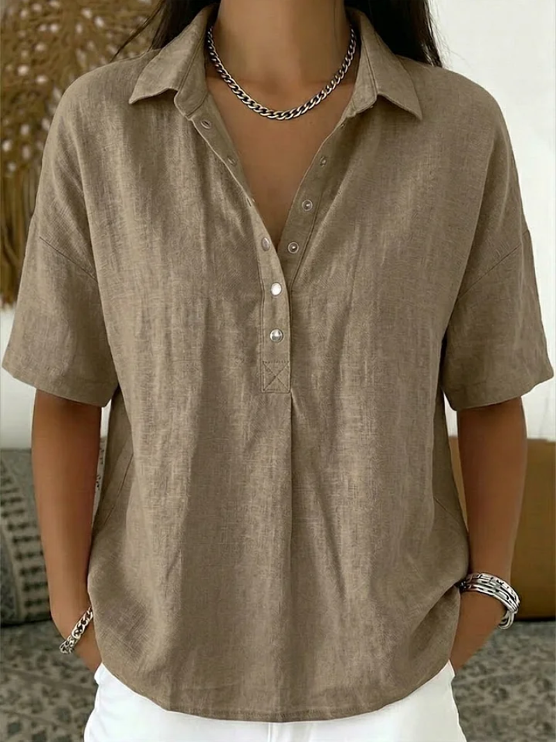 Tessa | Blouse Col V À Boutons