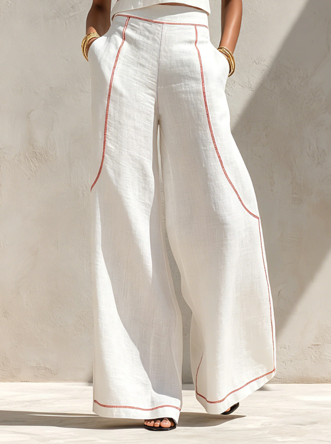 Vera | Ensemble Blanc Top et Pantalon Wide Leg