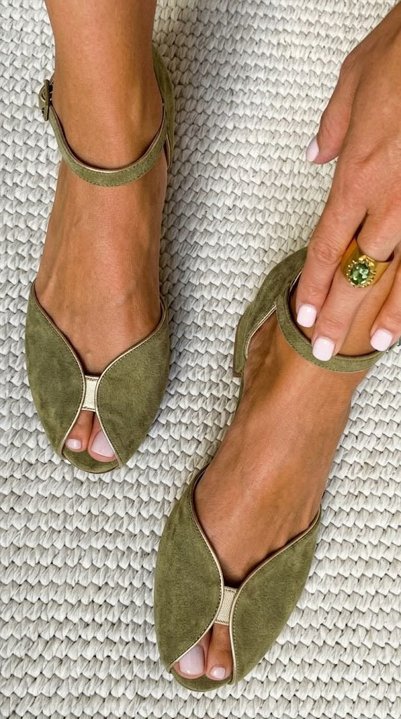 Gina | Sandales Vert Sauge Élégantes