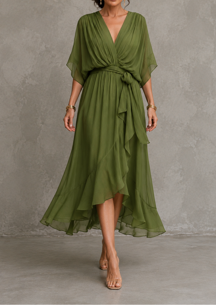 Marta | Robe en mousseline à col V