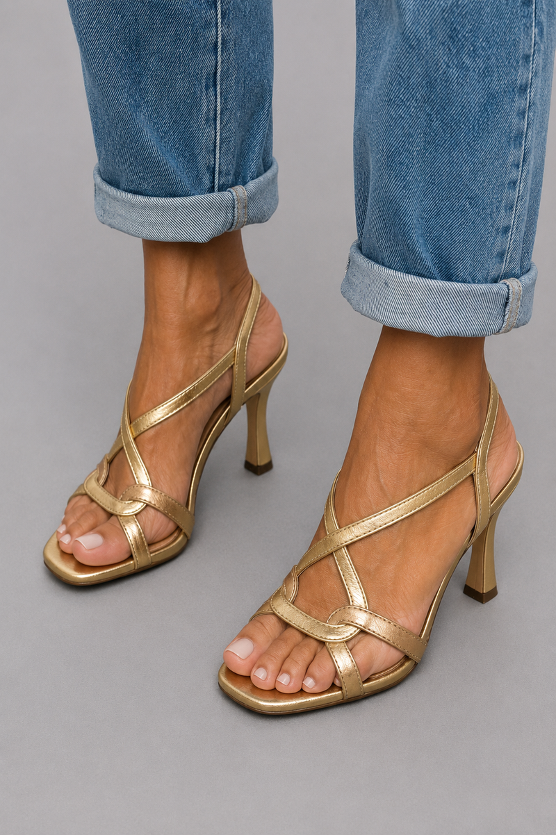 Cassie | Sandales À Talons Golden Summer Charm