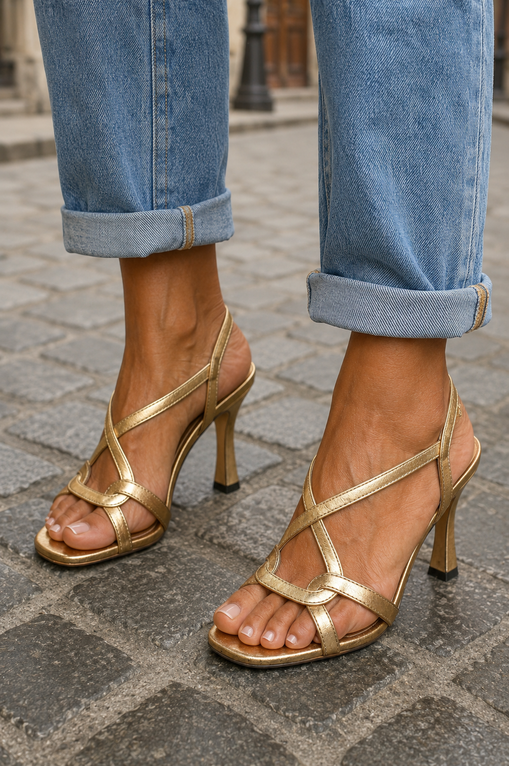 Cassie | Sandales À Talons Golden Summer Charm
