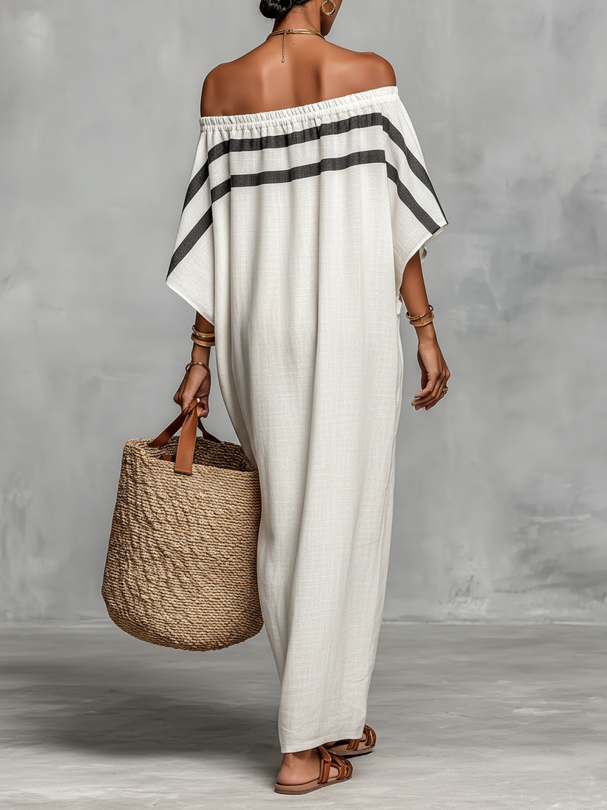 Thérèse | Robe Maxi en Lin Épaules Dénudées
