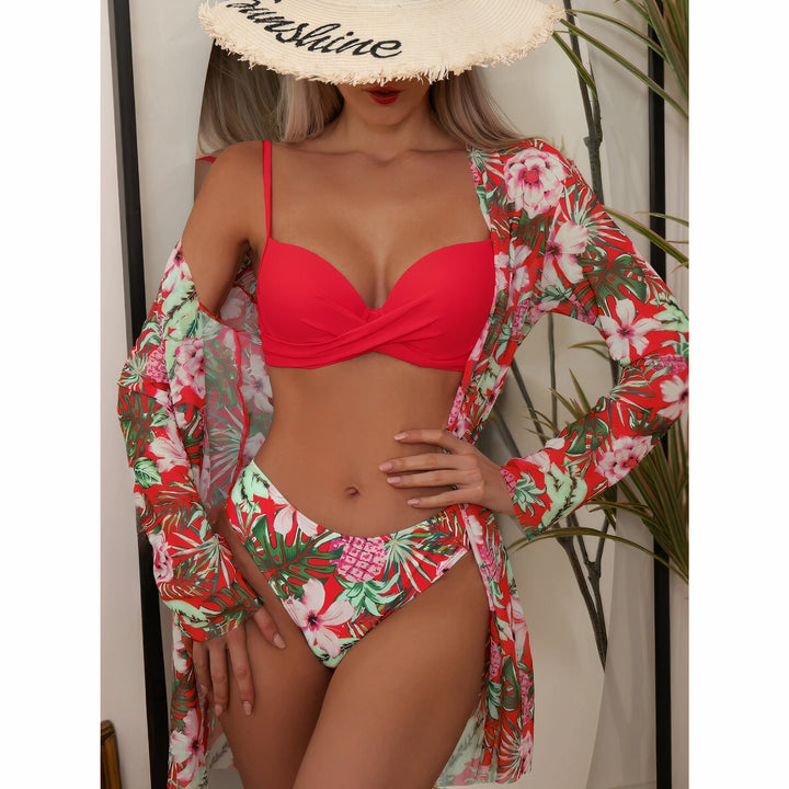 Palma | Ensemble bikini bohème trois pièces à imprimé floral