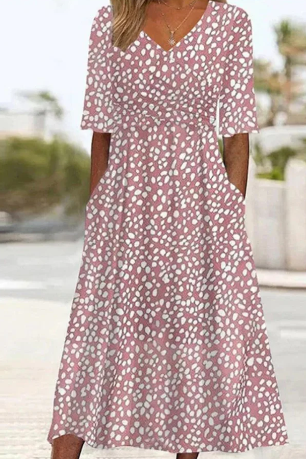 Isabelle | Robe Midi à Pois Élégante