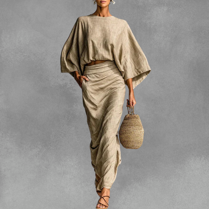 Julia | Ensemble Jupe Longue Manches Chauve-Souris
