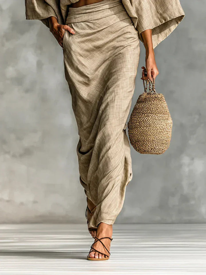 Julia | Ensemble Jupe Longue Manches Chauve-Souris