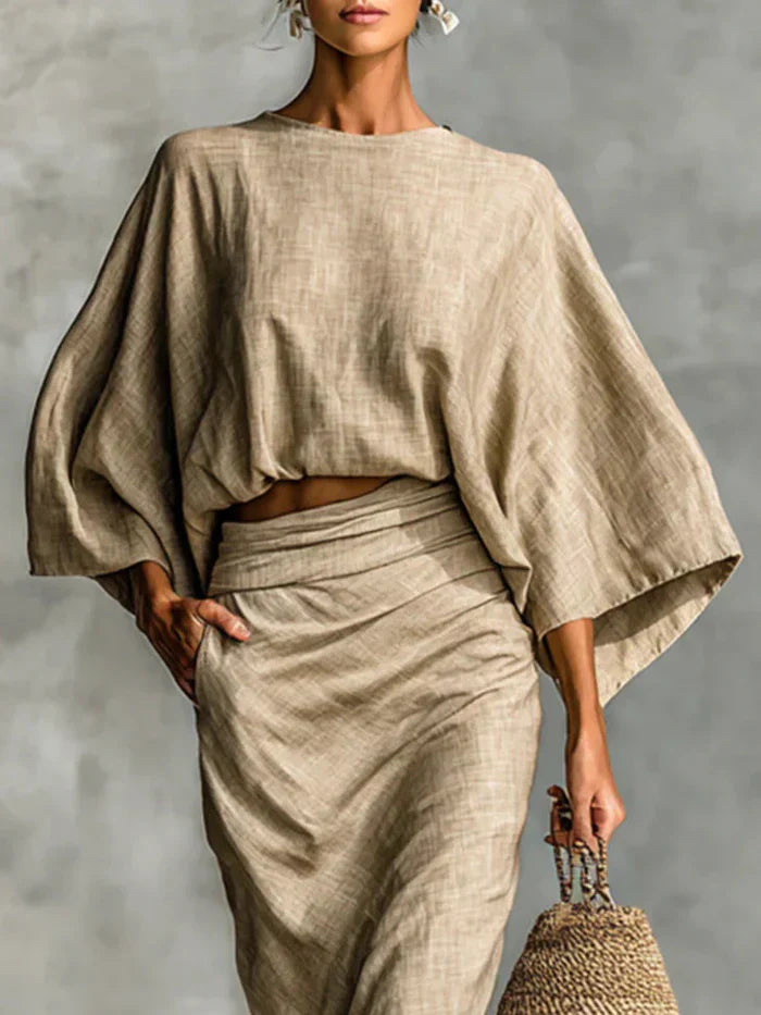 Julia | Ensemble Jupe Longue Manches Chauve-Souris