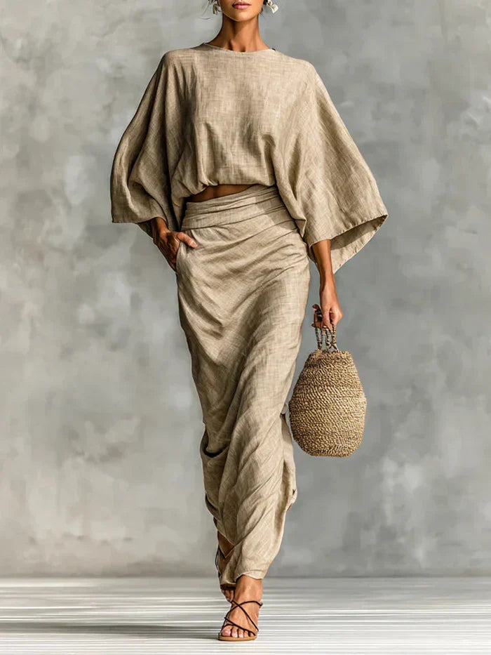 Julia | Ensemble Jupe Longue Manches Chauve-Souris