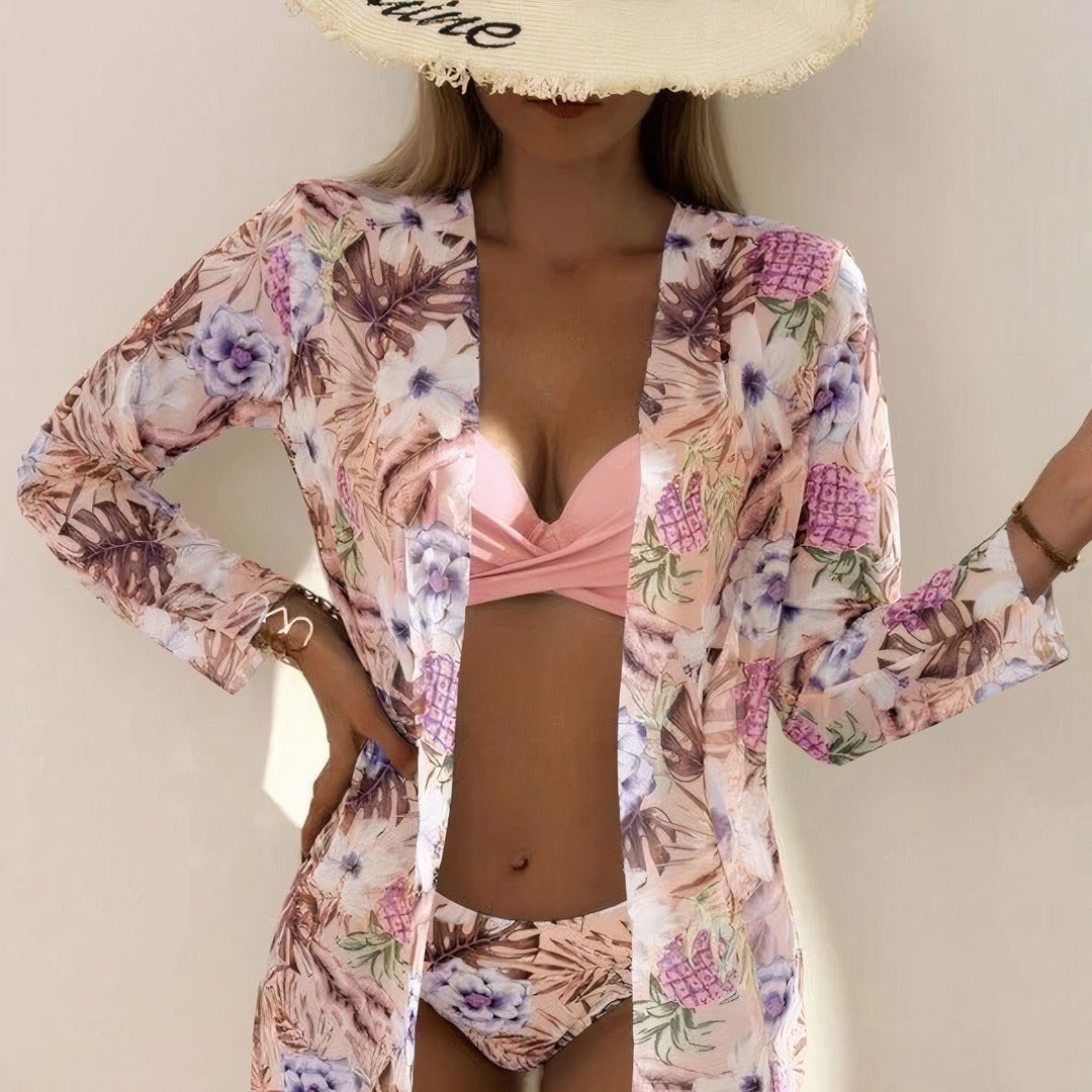 Palma | Ensemble bikini bohème trois pièces à imprimé floral