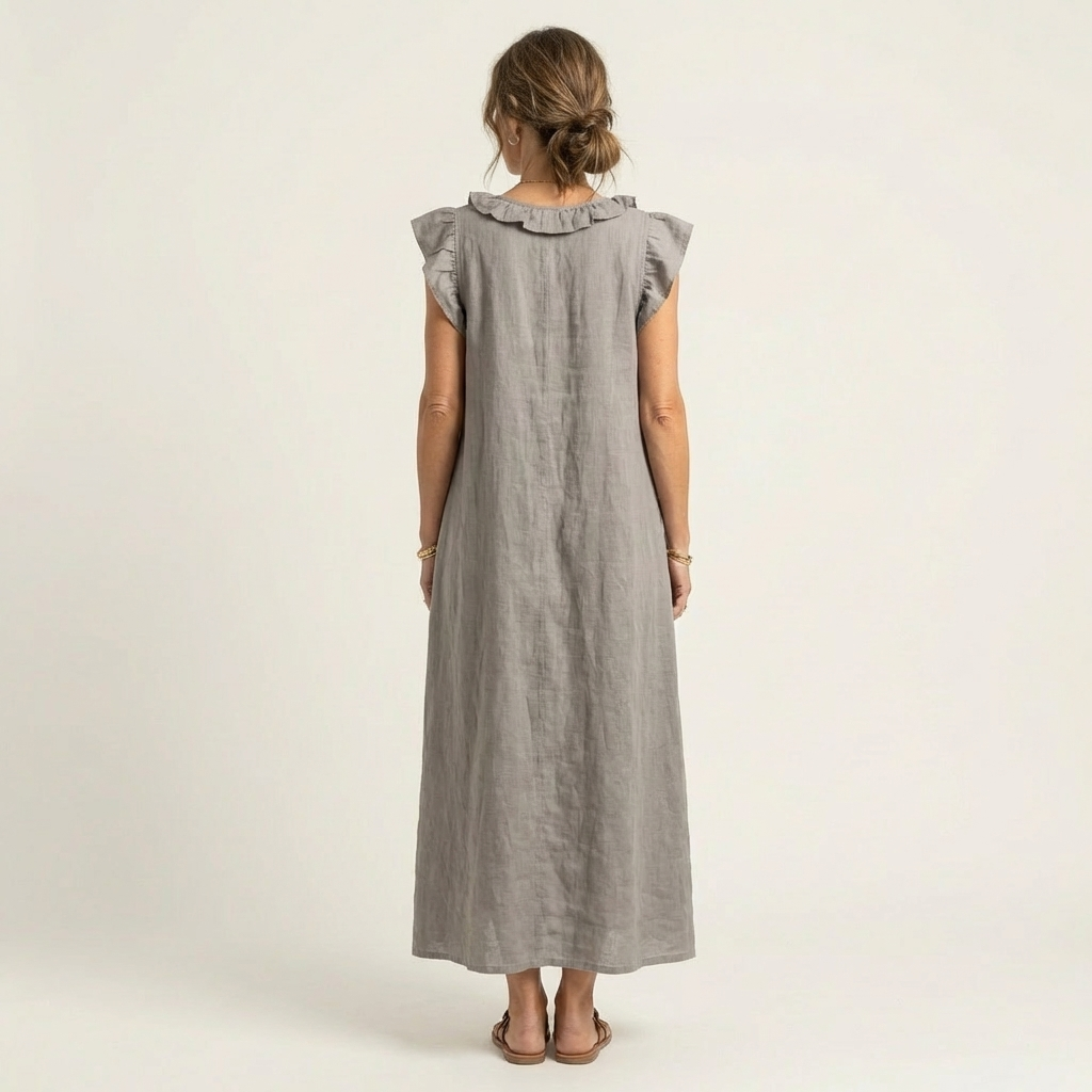Anita | Robe Longue Col V à Volants