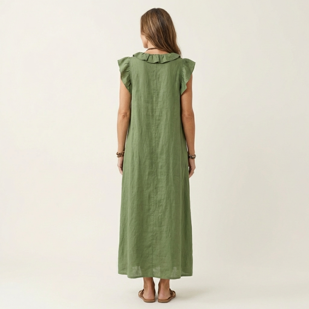 Anita | Robe Longue Col V à Volants