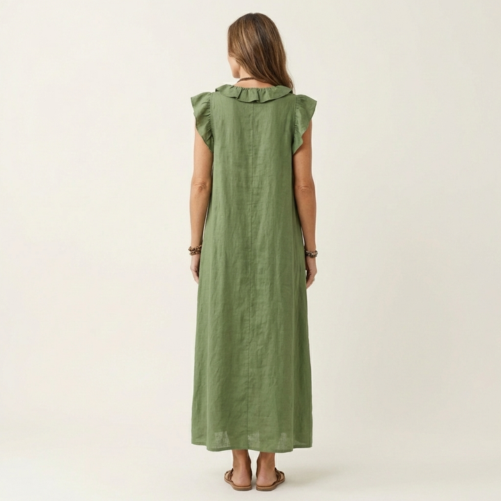 Anita | Robe Longue Col V à Volants