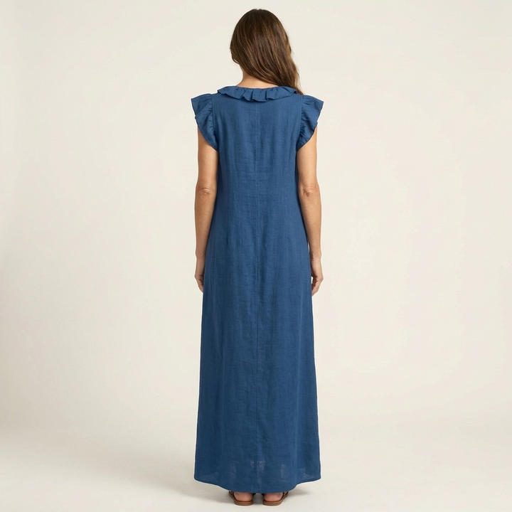 Anita | Robe Longue Col V à Volants