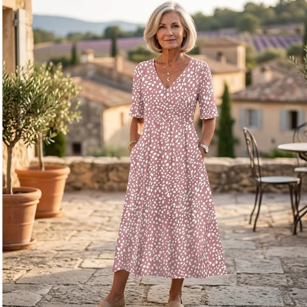 Isabelle | Robe Midi à Pois Élégante