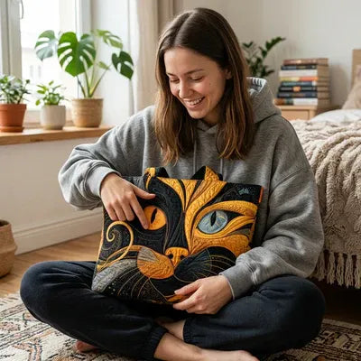 Felina | Handgefertigte Tasche mit künstlerischem Katzenmotiv