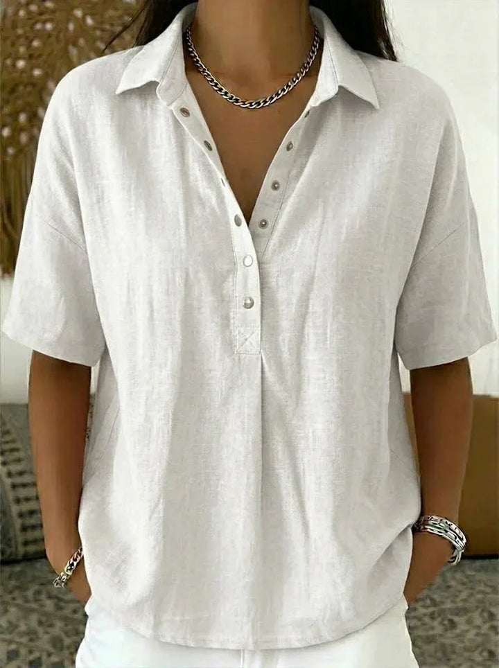 Tessa | Blouse Col V À Boutons
