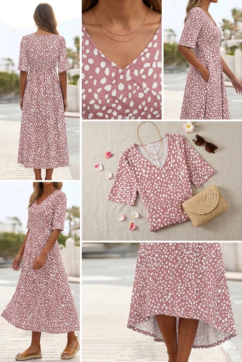 Isabelle | Robe Midi à Pois Élégante