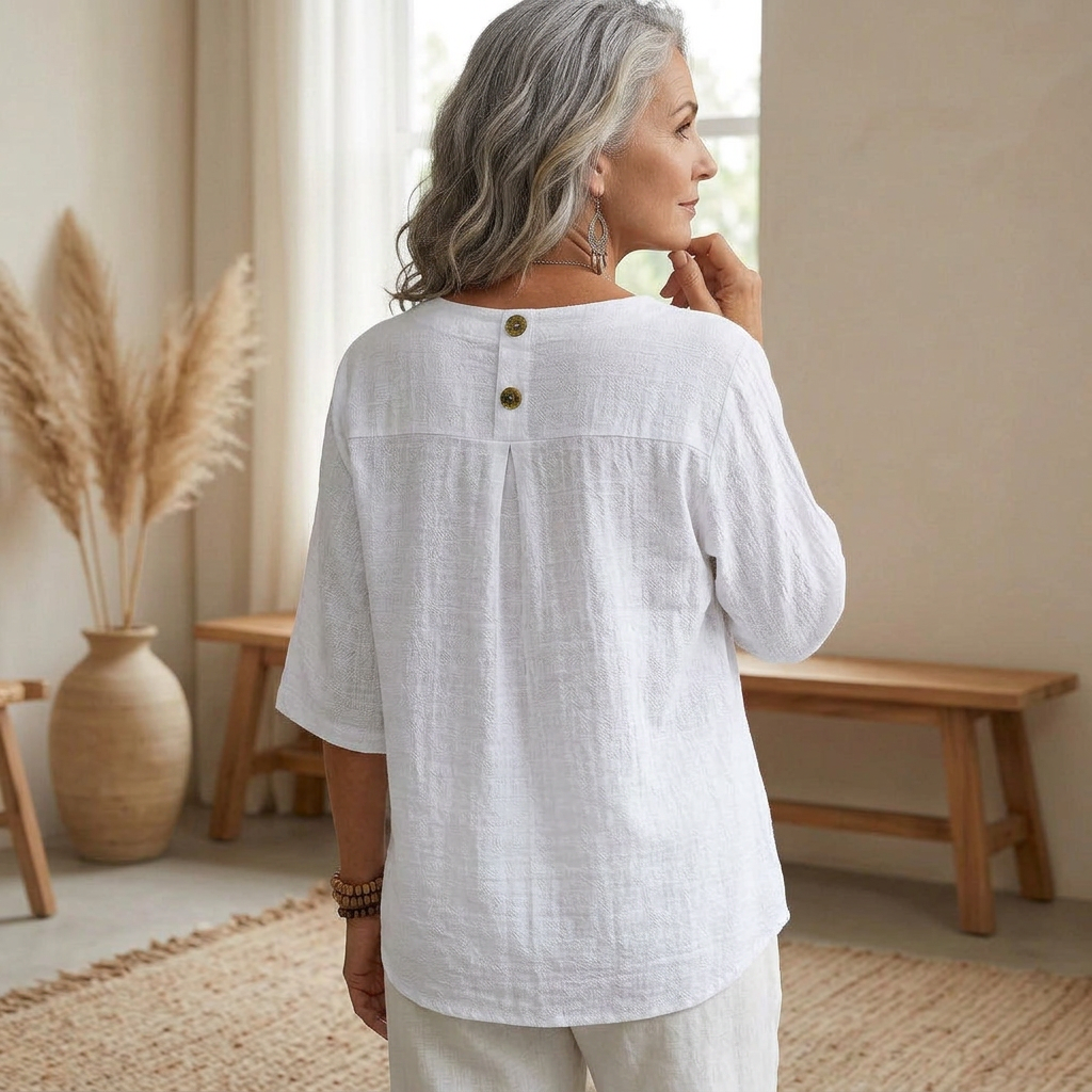 Celeste | Blouse élégante en lin texturé au charme intemporel